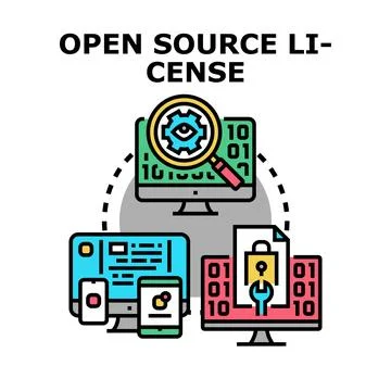 Open source license concept developing software technology 스톡 일러스트