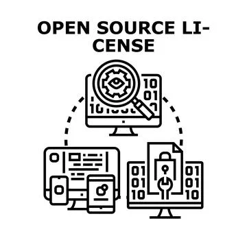 Open source license concept developing software technology 스톡 일러스트