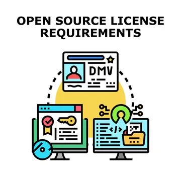 Open source license requirements for software development Stockillustratie