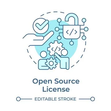 Open source license soft blue concept icon Illustration