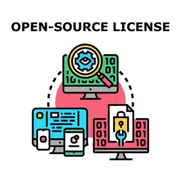 Open source license software development concept Stock Illustration