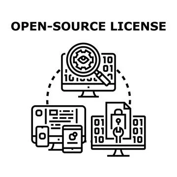 Open source license software development concept イラスト素材