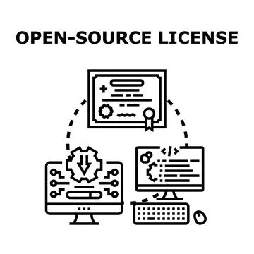 Open source license for software development and programming Stock Illustration