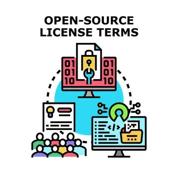 Open source license terms concept illustration Stockillustratie