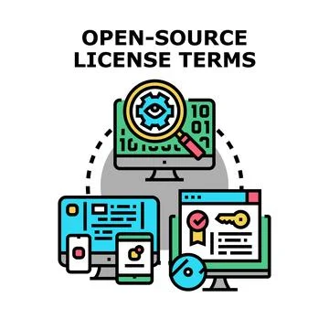 Open source license terms concept for digital development Stock Illustration