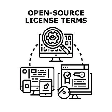 Open source license terms concept for digital development 스톡 일러스트