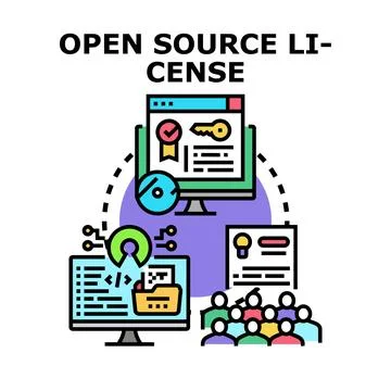 Open source licensing managing code development collaboration 库存插图