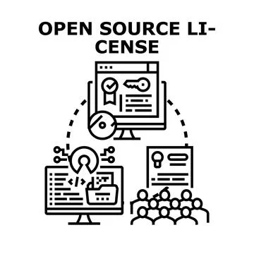 Open source licensing managing code development collaboration Stock Illustration