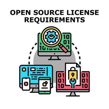 Open source licensing requirements for software development Stock Illustration