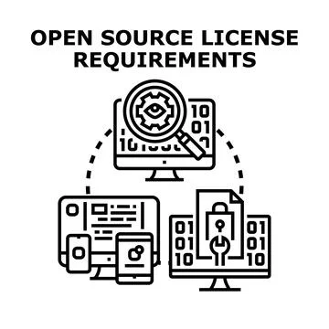Open source licensing requirements for software development Stock Illustration