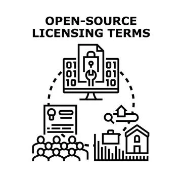 Open source licensing terms and software development Stock Illustration