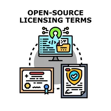 Open source licensing terms for software development Stock Illustration