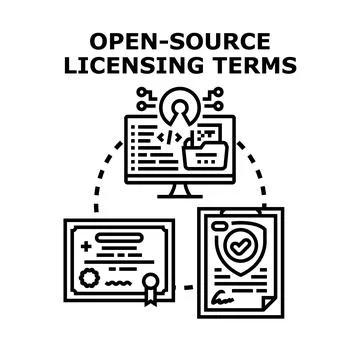 Open source licensing terms for software development 스톡 일러스트
