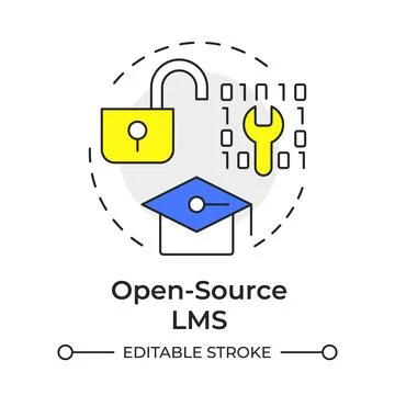 Open source lms multi color concept icon Stock Illustration