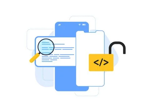 Open Source Mobile App Development Software. Free open-source mobile app. Open Stock Illustration
