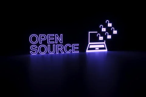 OPEN SOURCE neon concept self illumination background 3D illustration Illustrazione stock