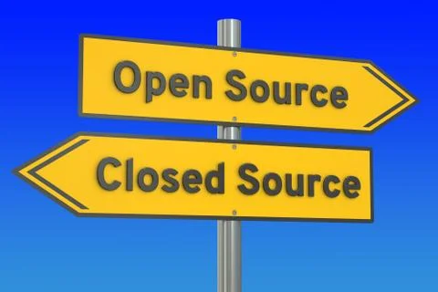 Open source or closed source concept, 3D rendering 스톡 일러스트