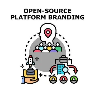 Open source platform branding and community development icon Stock Illustration