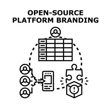 Open source platform branding technology development concept Stock Illustration