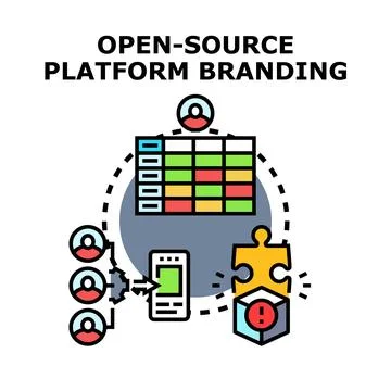 Open source platform branding technology development concept Ilustração Stock