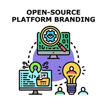 Open source platform marketing development and branding Illustrazione stock
