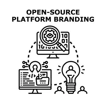 Open source platform marketing development and branding Stock Illustration