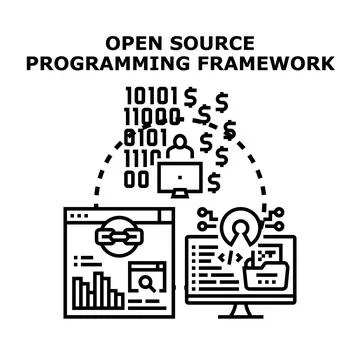 Open source programming framework concept for secure software イラスト素材