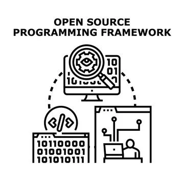 Open source programming framework concept development Stock Illustration