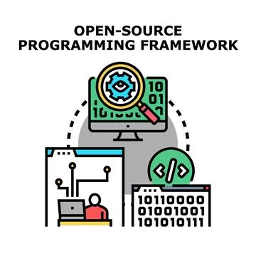 Open source programming framework concept vector diagram Stock Illustration