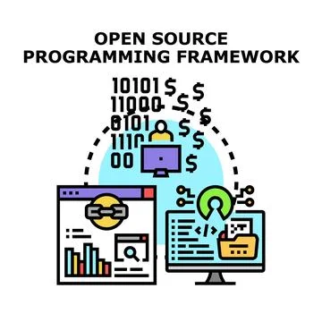 Open source programming framework concept for secure software Stock Illustration
