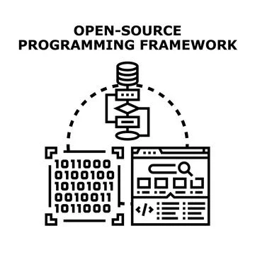 Open source programming framework development concept vector イラスト素材