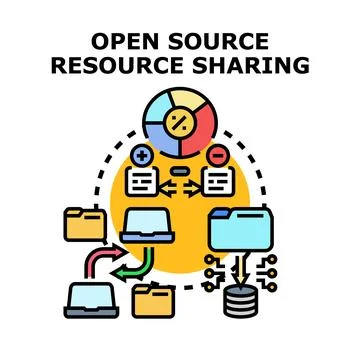 Open source resource sharing concept vector illustration Stock Illustration