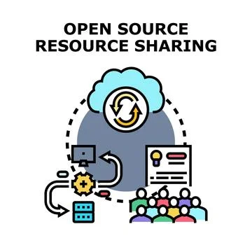 Open source resource sharing data network concept Stockillustratie
