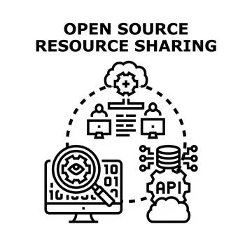 Open source resource sharing system concept illustration Stock Illustration
