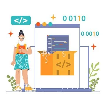 Open source. Software with code available for use, modification Stock Illustration