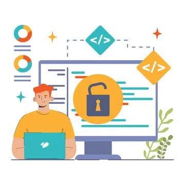 Open source. Software with code available for use, modification Stock Illustration