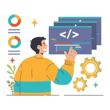 Open source. Software with code available for use, modification Stock Illustration