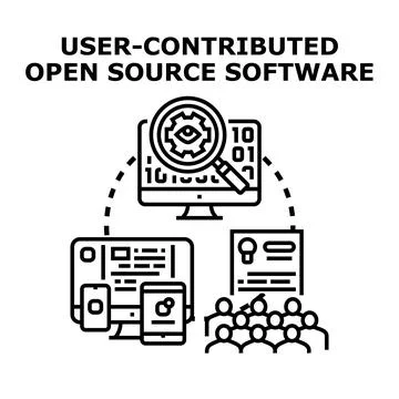 Open source software community contributing code development 库存插图