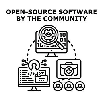 Open source software community development creating solutions イラスト素材