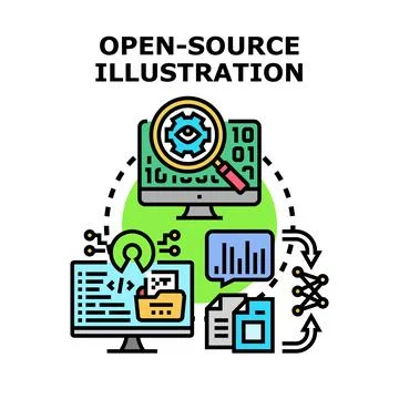 Open source software development and community collaboration 스톡 일러스트