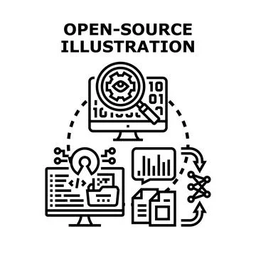 Open source software development and community collaboration 스톡 일러스트
