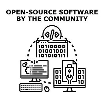 Open source software development community collaboration concept Stock Illustration