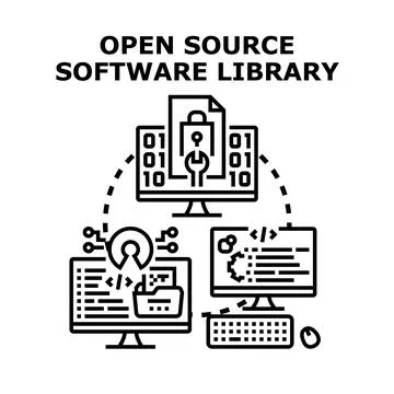 Open source software library abstract concept developing イラスト素材