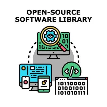 Open source software library developing programming product 库存插图