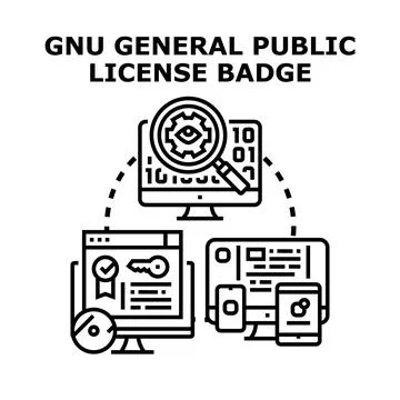 Open source software license development and distribution concept Stockillustratie