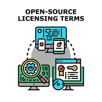 Open source software licensing and development terms Illustrazione stock