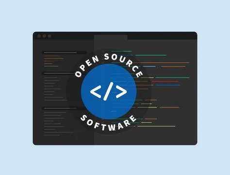 Open Source Software - OSS. Software with user-granted rights for use, study Stock Illustration