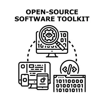 Open source software toolkit developing applications concepts Ilustración de archivo