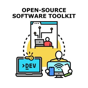 Open source software toolkit developing global technology solutions Stockillustratie