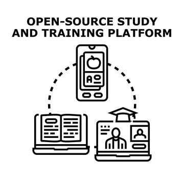 Open source study and training platform concept Stock Illustration